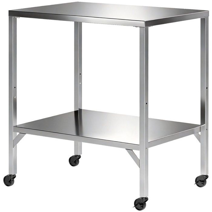 LIA Chariot de Barbecue Table de Préparation Extérieur avec Plan de Travail et Roulettes Acier Inoxydable 85x60x92cm Argenté