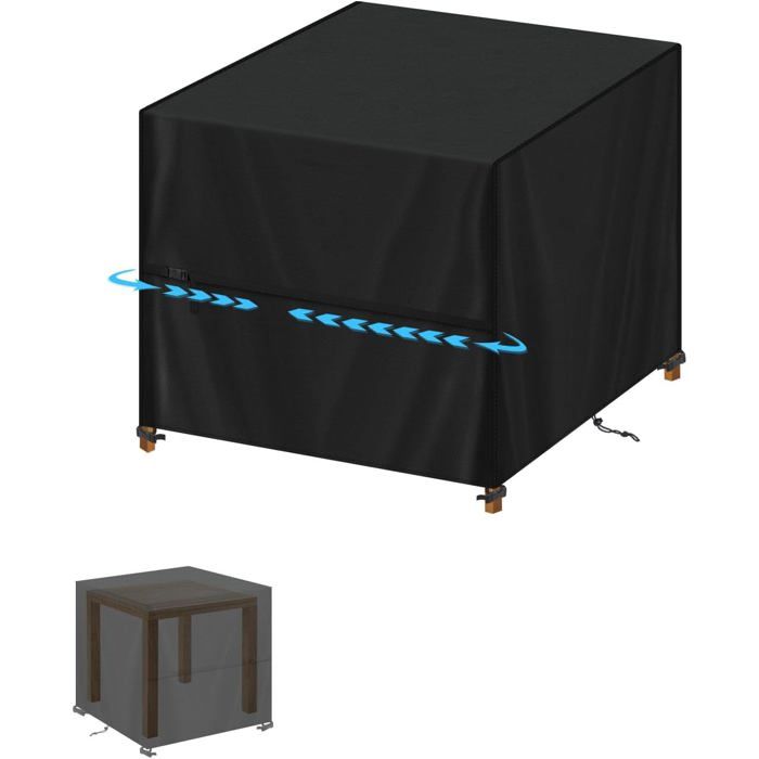 Housse Table de Jardin 90x90x90cm Housse Protection Table Carré Bache Salon Exterieur Anti-UV 420D Oxford Tissu Housses