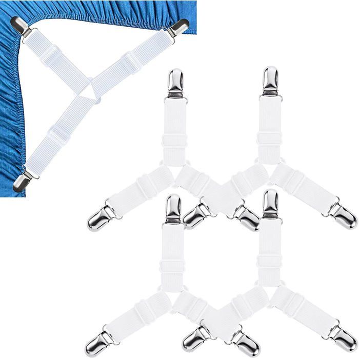 Attache Drap Housse Triangle AttacheMatelas Élastique Tendeur De DrapsRéglable Élastiques Triangle Sangles De SoutientSangles