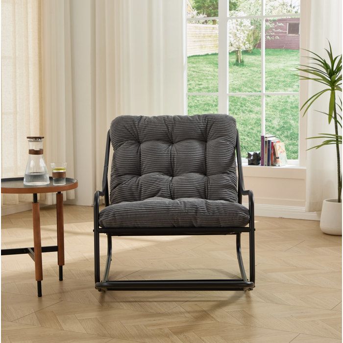 Fauteuil Bascule Exterieur Gris Noir Rocking Chair FloraGrace Pour Salon Jardin Chambre Bascule Reglable 75x116x82cm