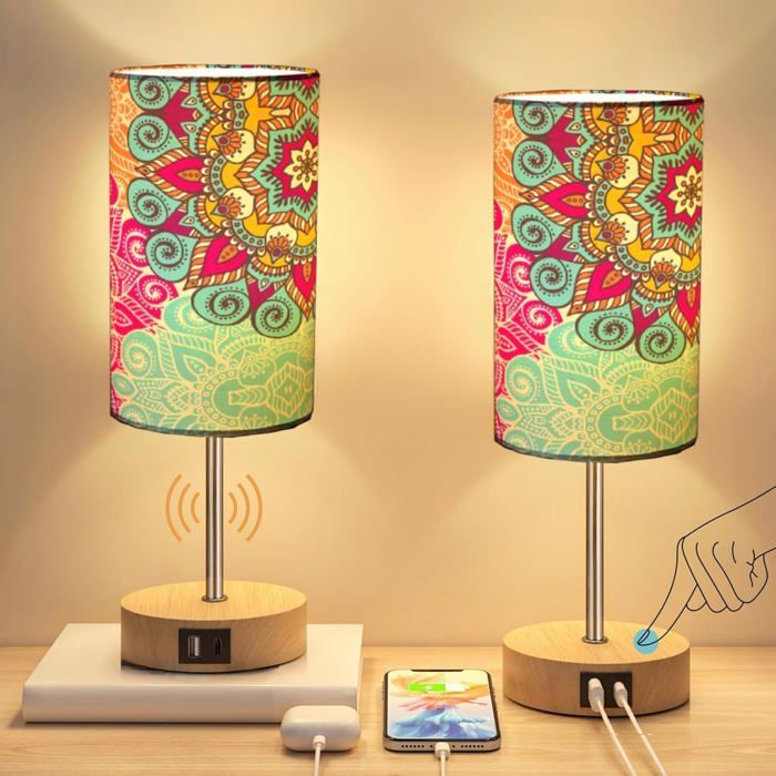 Lot De 2 Lampes De Chevet Tactiles Led Avec Usb Petite Lampe De Table Moderne 3 Intensités Lampe Pour Chambre Adulte Ou S[LL480]