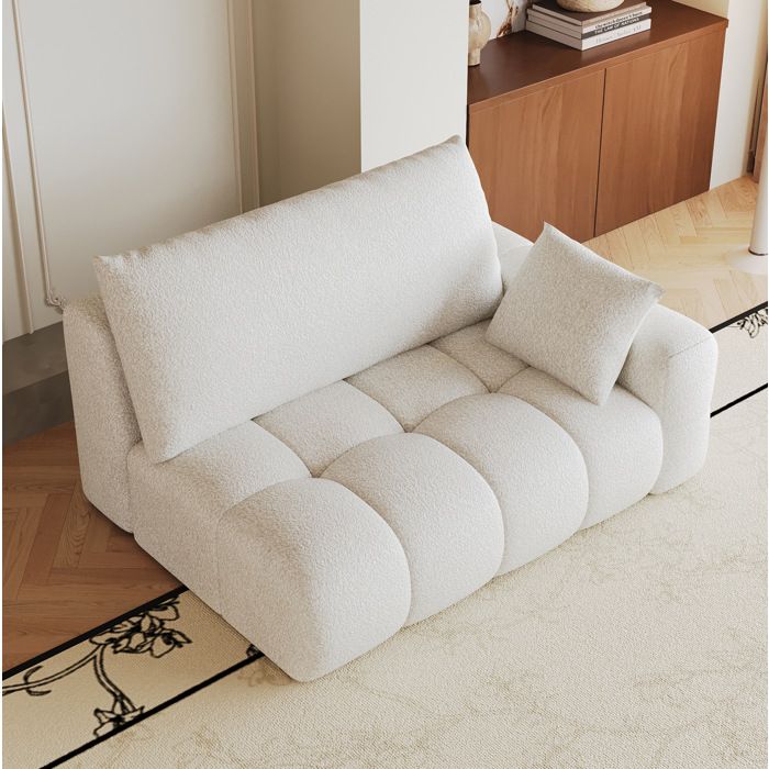 Canapé modulable 2 places avec chaise longue réversible - BEAUNIV - livré monté tissu mousse blanc crème