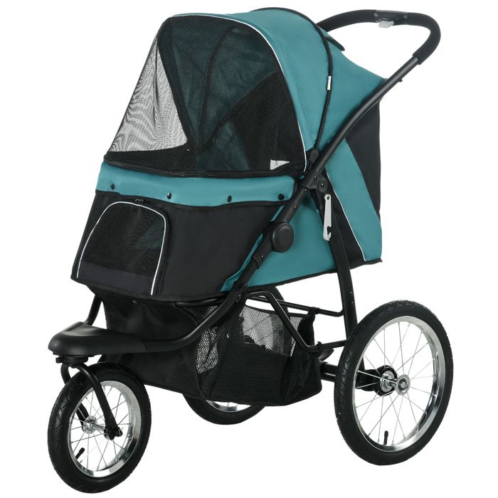 Poussette pliable pour chiens et chats jusquà 20 kg avec roues tout-terrain en caoutchouc coussin fenêtres et portes en filet p