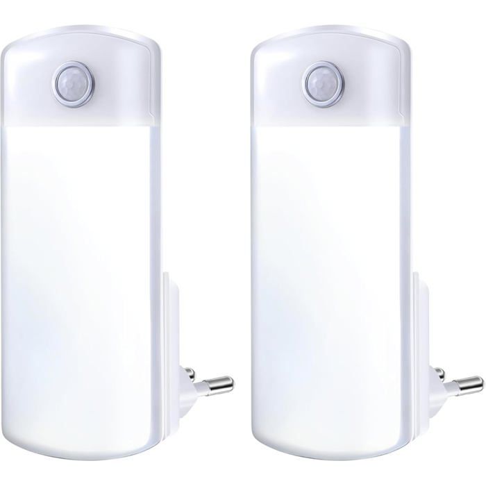 Veilleuses LED rechargeables - Lot de 2 - Détecteur de mouvement PIR - Fonction 4 en 1 - Prise UE