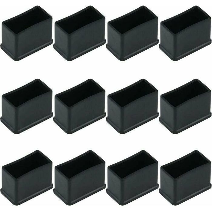 Lot de 12 embouts feutre rectangulaires noir 15x30mm protection pieds table/chaise