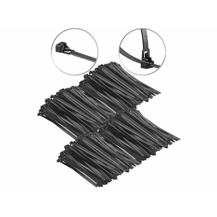 400 colliers de serrage réutilisables - Noir - 250 x 7,6 mm - Cdiscount  Bricolage