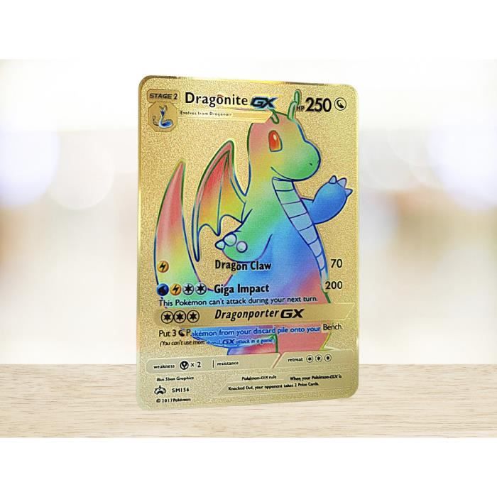 Dragonite GX SM156 Carte en métal Pokémon arc-en-ciel Rainbow