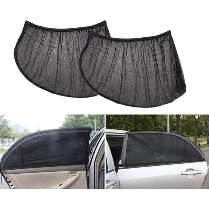 Lot de 2 FEZZ Pare-Soleil Universel pour Fenêtre voiture Anti Moustiquaire Solar Rayon UV Protection Noir L 113 51cm pour Voiture de Taille Moyenne 
