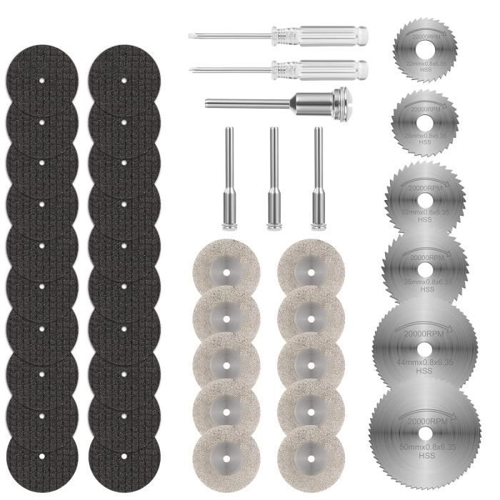 Pilikoll 40 Pièces Mini Disques Diamant 22mm 25mm Avec Mandrins - Coupe Verre, Pierre, Céramique