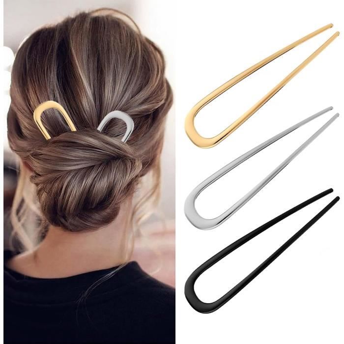 3 Pic à Cheveux Longs En Métal Avec Strass - Pour Chignons, D'Occasion