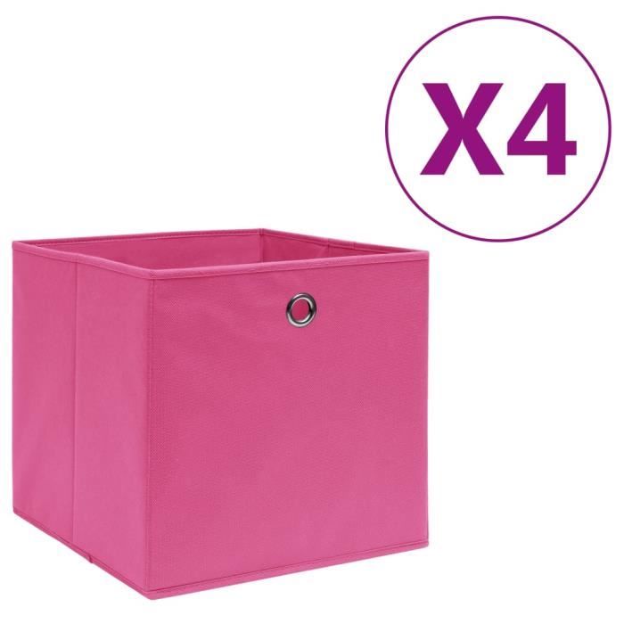 Boîtes de rangement - COC - 4 pcs - Tissu intissé - 28x28x28 cm - Rose