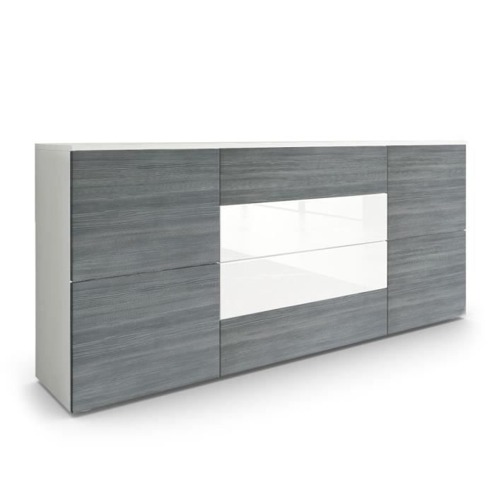 Vladon Buffet dressoir Rova en Blanc mat AvolaAnthracite Blanc