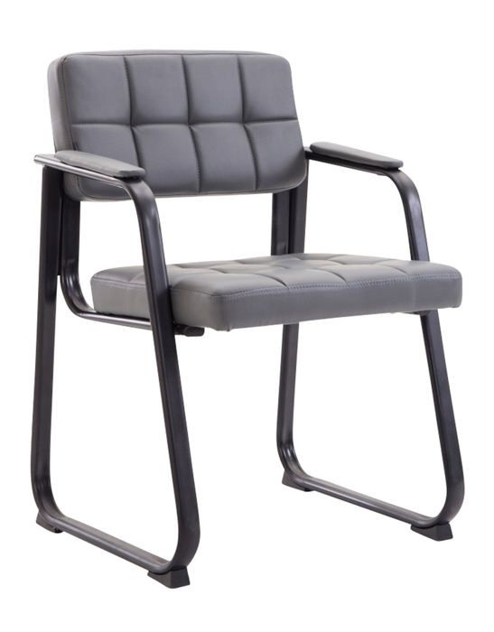 chaise visiteur fauteuil de bureau sans roulette synthetique gris