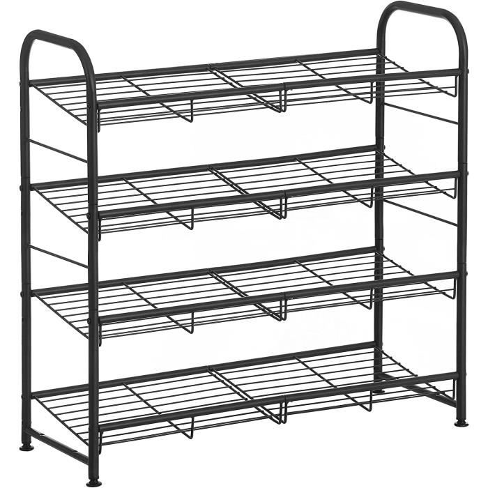 Etagère à Chaussures De 4 Étages. Meuble à Chaussure Pour 16 Paires De Chaussures. 79x19.5x62cm.Noir - Meuble à chaussures