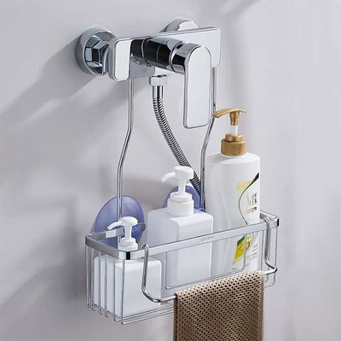 Étagère Douche Sans Perçage Ventouse/Adhésif – Rangement Salle De Bain Avec Crochets & Porte-Rasoir