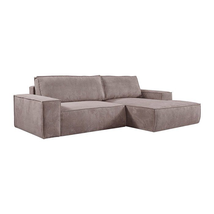 Canapé dangle droit convertible en velours côtelé mauve AMELIA