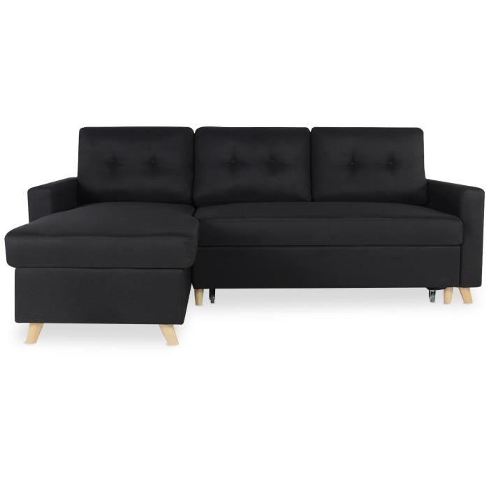 Canapé dangle convertible réversible Falko Tissu Noir - Style scandinave Canapé dangle convertible réversible Falko Tissu Noir - Style scandinave