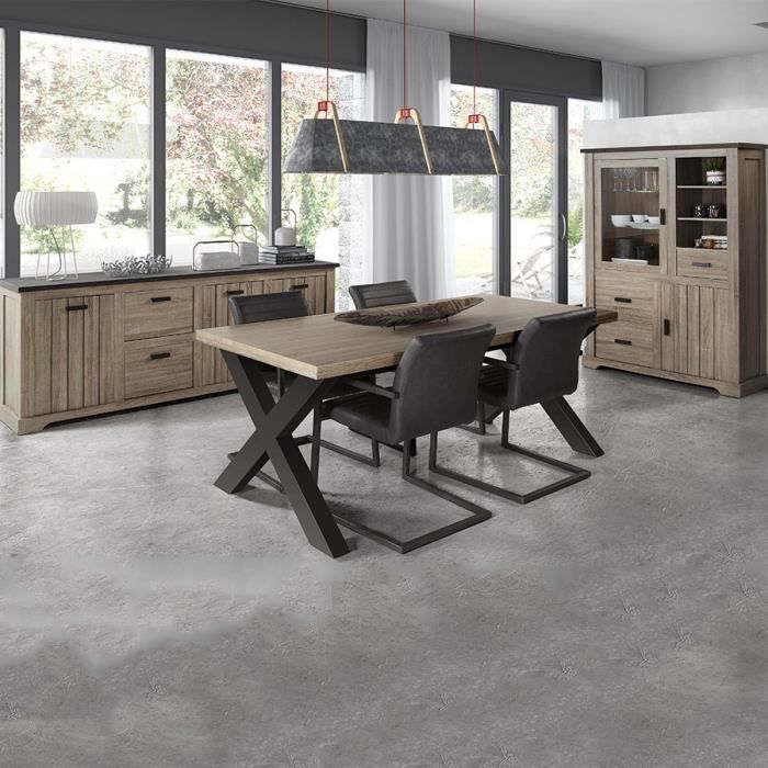 Salle a manger complète couleur bois et anthracite LEWIS Marron L 120 x