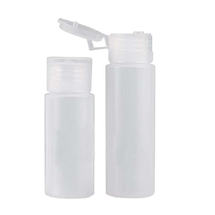 r/écipients vides avec bouchons /à rabat. Bouteilles vides en plastique de 50 ml avec petits mousquetons al/éatoires bouteilles de voyage rechargeables en plastique transparent