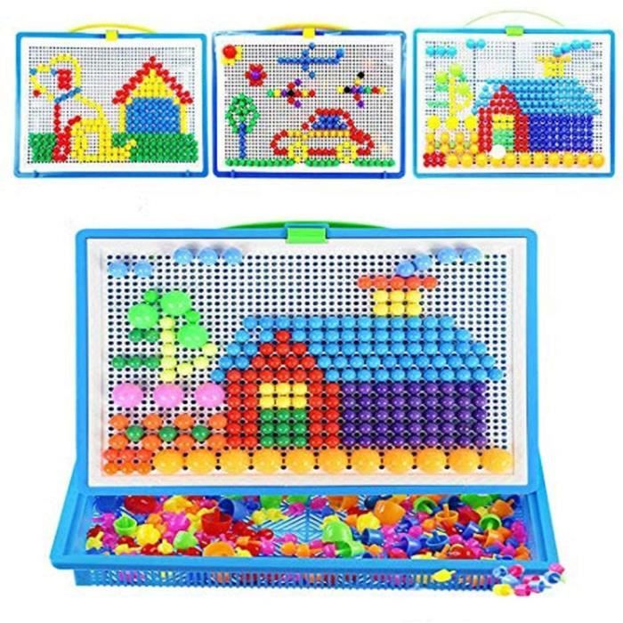 Quercetti - Jeu De Mosaïque FantaColor Basic - 100 Pions Colorés - Pour Enfants Dès 4 Ans - Développe La Motricité Fine