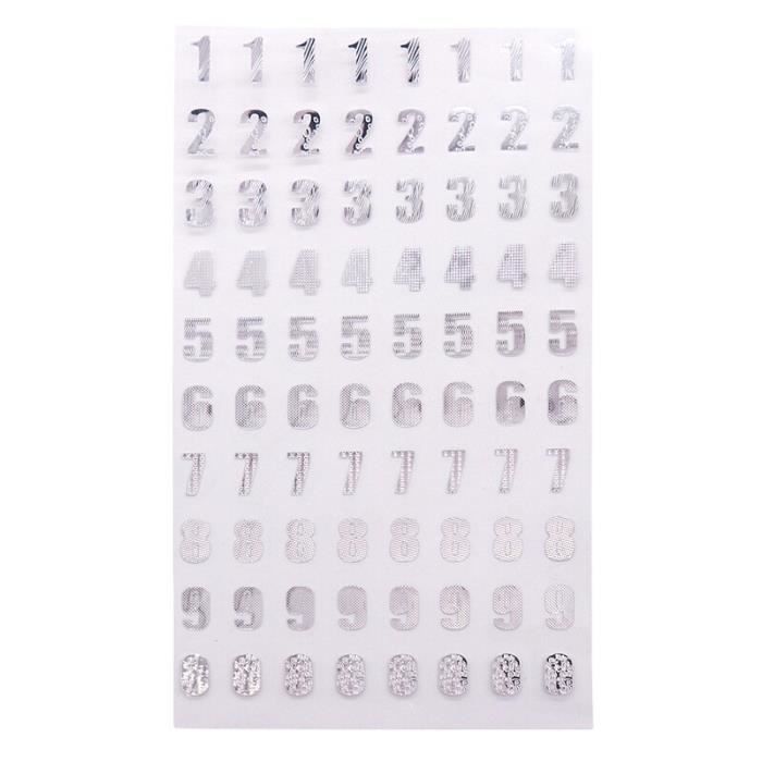 Autocollant autocollant avec chiffres et lettres en or et argent, pour bricolage, Scrapbooking