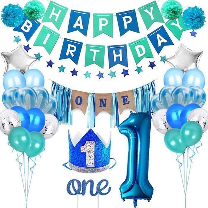 Set De Decoration De Fete D Anniversaire De 1 An Pour Garcon Cdiscount Maison