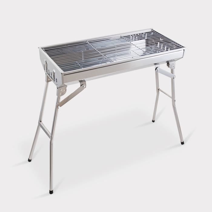 Barbecue à Charbon Pliant Acier Inox - Portable Pour Camping Et Fêtes