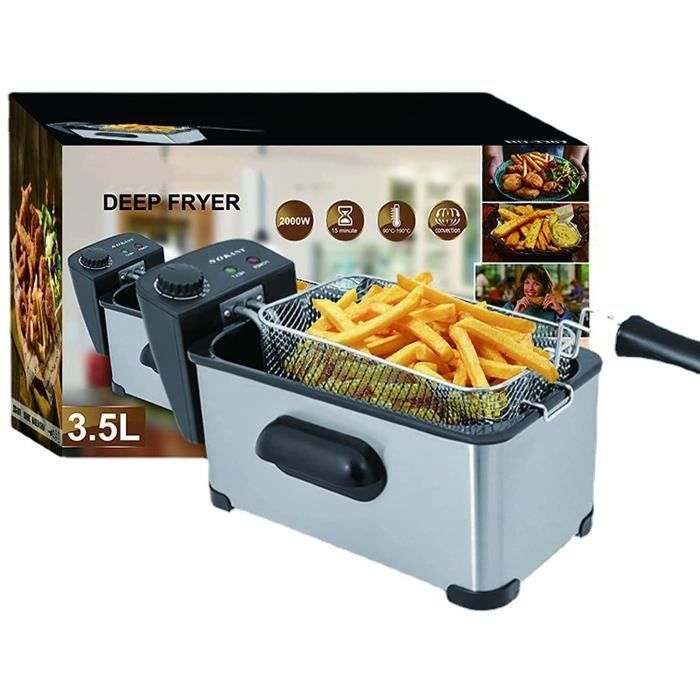 535>Friteuse à graisse profonde, friteuse électrique de cuisine 3.5L Frites Machine à frire Four