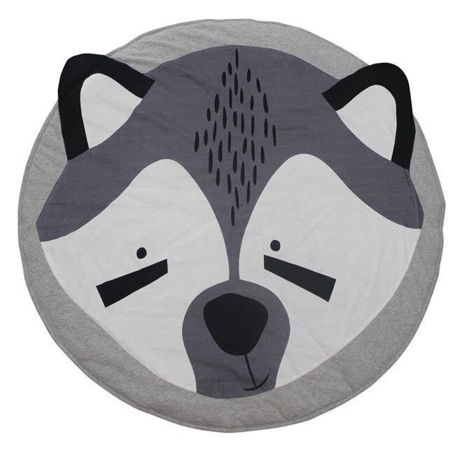 Tapis De Jeu Rond Antidérapant Enfant 80 Cm – Motif Ours Polaire & Pingouin – Doux Faux Cachemire Bleu Lac – Lavable & Résistant Aux Taches
