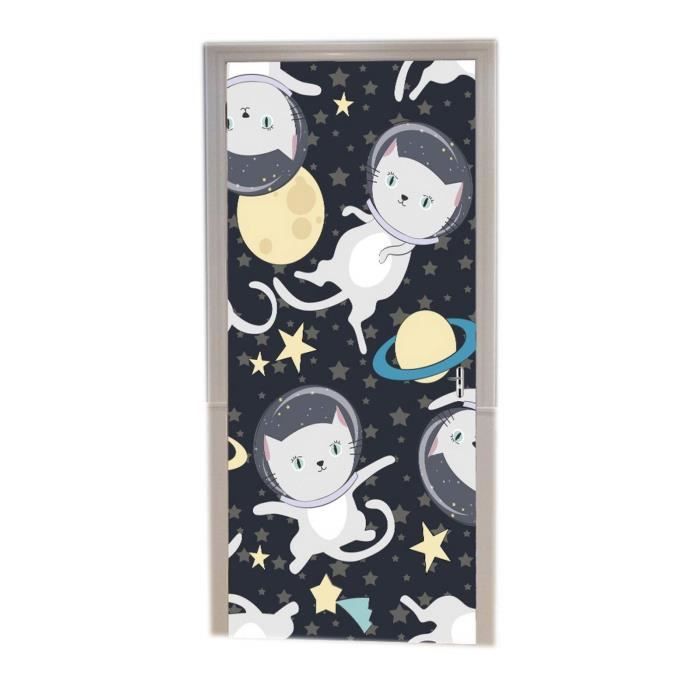 PLEETS Sticker Porte Effet 3D Espace Vaisseau Spatial 77 X