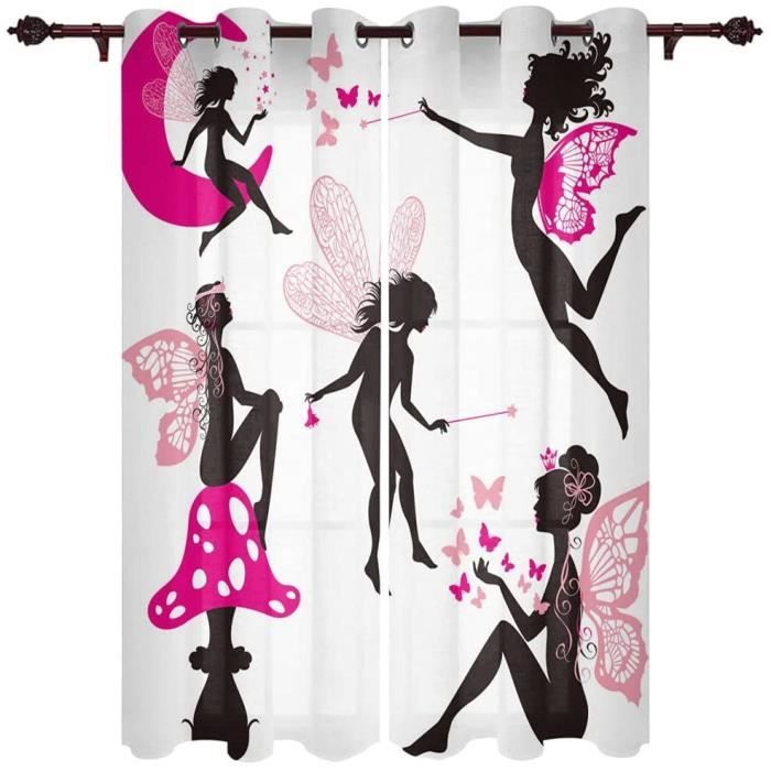 Rideaux Occultants Nœud Papillon Rose - Lot De 2, 75x166cm Chacun, Tissu Microfibre, Œillets Métal, Isolation Lumière 95%