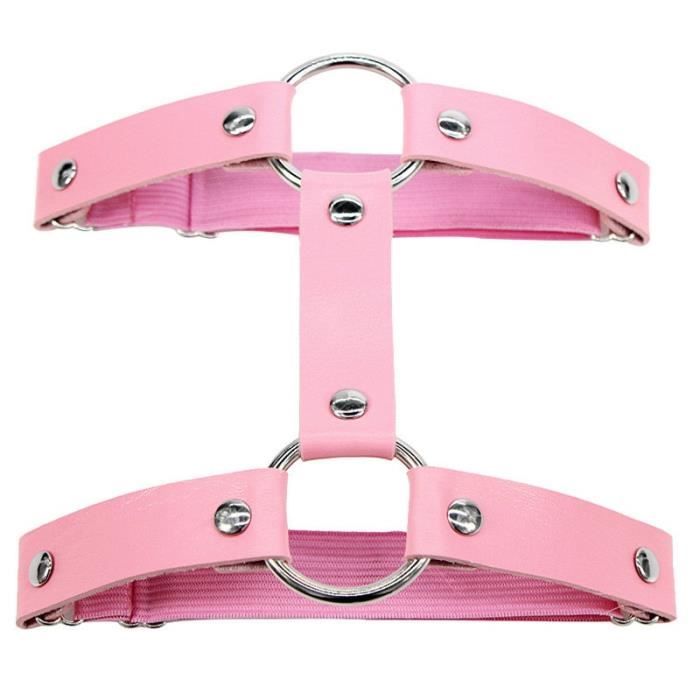 2 Jarretières Punk En Similicuir à Double Rangée - Harnais De Jambe Réglable Pour Femme, Couleur Noire | Pour Cosplay, Fête, Style Gothique