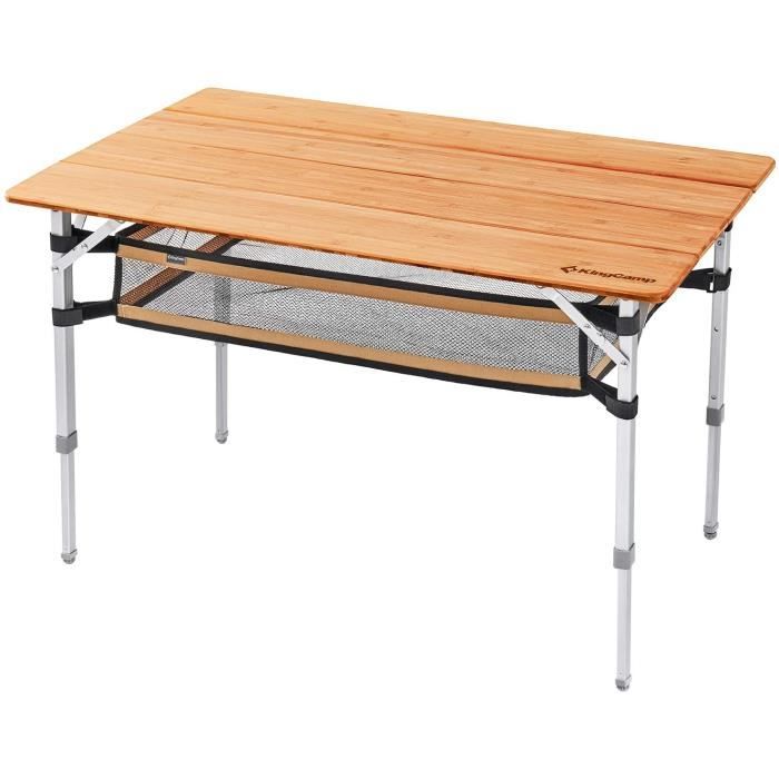 KingCamp Table Pliante en Bambou 4 Plis Hauteur Ajustable Prix ISPO