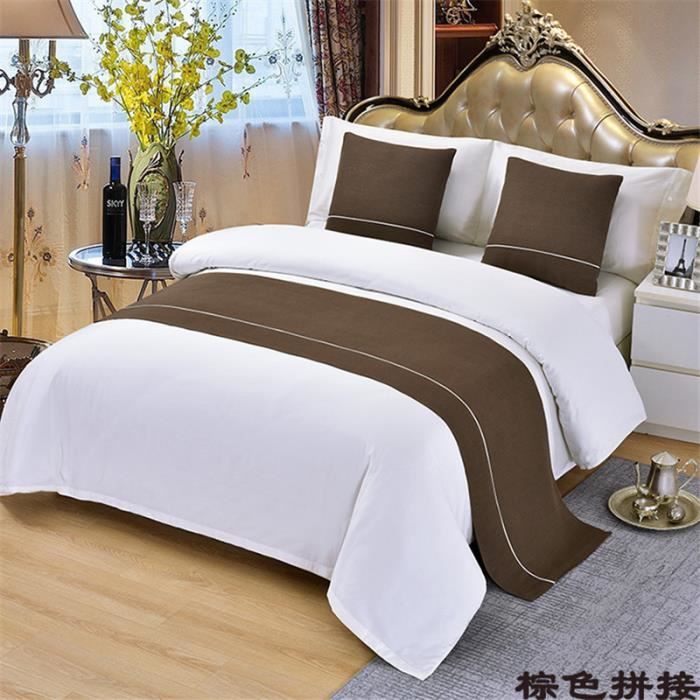 Chemin De Lit Motif Diamant - Bed Runner 45x240cm, Tissu Polyester, Pour Hôtel Ou Chambre D'amis (beige)