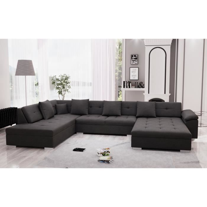 Belmont Canapé D Angle Panoramique Xxl En U En Simili Et Tissu Gauche Couleur Gris Achat Vente Canapé Sofa Divan Soldes Cdiscount