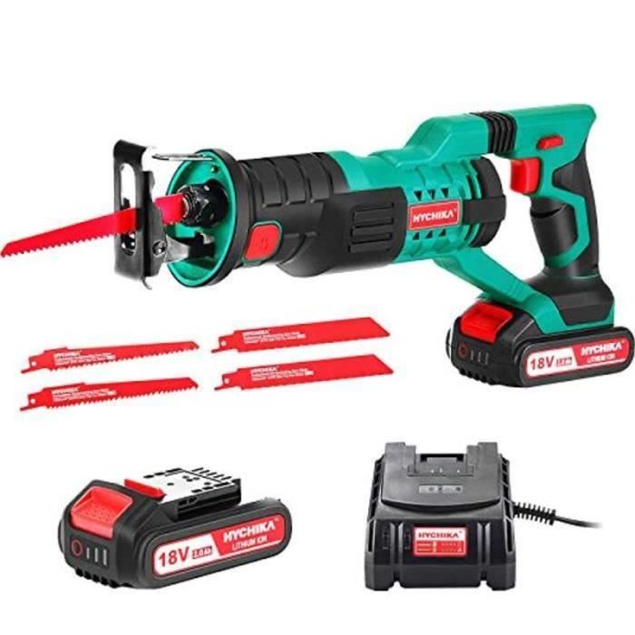 ONEVAN Scie Sabre sans Fil, 3100 SPM Scie Alternative Sans Balais, Max Course de 15 mm, Scie Egoîne Electrique Sans avec 2 batterie 3,0Ah, 4 lames, pour le Bois(255 mm)/Métal(130 mm