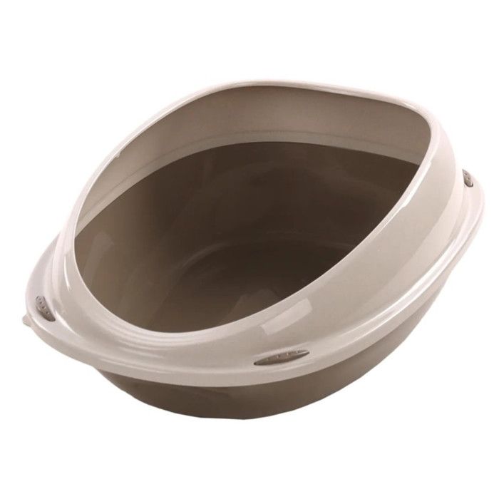 Comparer les prix de Bac à litière Jota L taupe 56.5 x 39.5 x 19 cm pour chat - Flamingo