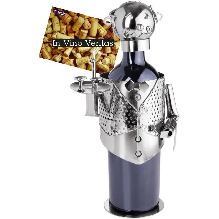 BRUBAKER Porte-Bouteille Vin Couple à Moto - Sculpture Métal Originale Avec Carte De Vœux