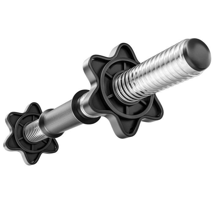 HOP-SPORT Barre dhaltères courte de 52 cm avec filetage et poignées antidérapantes diamètre 30 mm