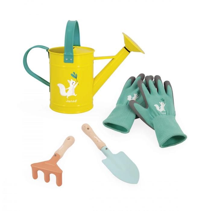 Set Complet de Jardinage Enfant - 1 seau 1 Paire de Gants 1 Pelle 1 Râteau - Idéal pour Débuter le Jardinage - Jouets de Jardin