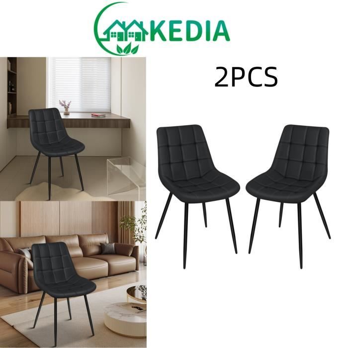 KEDIA. 2*Chaise de Salle à Manger Chaise de Cuisine avec Dossier et Pieds en Métal Stable (Noir)