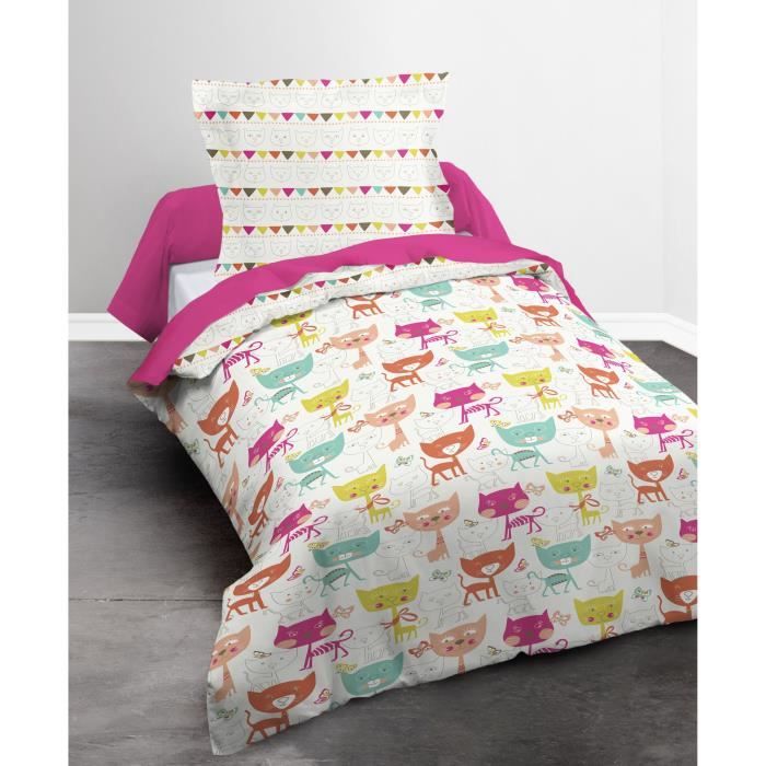 LA MAISON DAMELIE Parure de Couette 100/% Polyester 140x200 First Pink