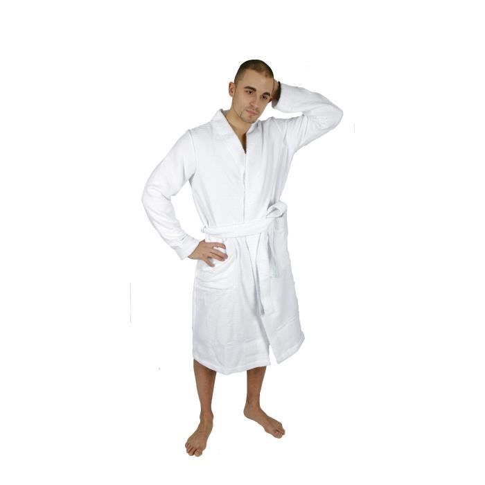 Peignoir homme eponge CLARA blanc grandes tailles 6XL 54 buste 134 140 Cdiscount Maison