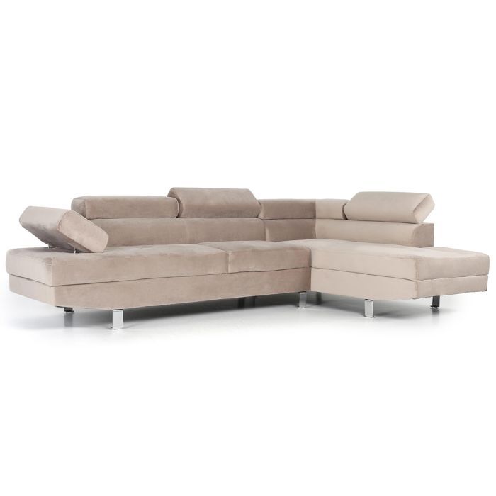 MENZZO Canap&eacute; d'angle avec t&ecirc;ti&egrave;res relevables Alfa Velours Taupe - Taupe