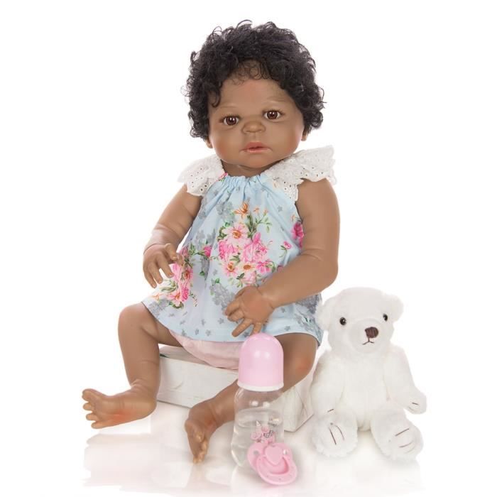 55cm Plein Silicone Reborn Bebe Poupee Jouet Comme Reel Noir Vinyle Nouveau Ne Vivant Bebe Bebes Poupee Fille Brinquedos Cadeau Cdiscount Jeux Jouets