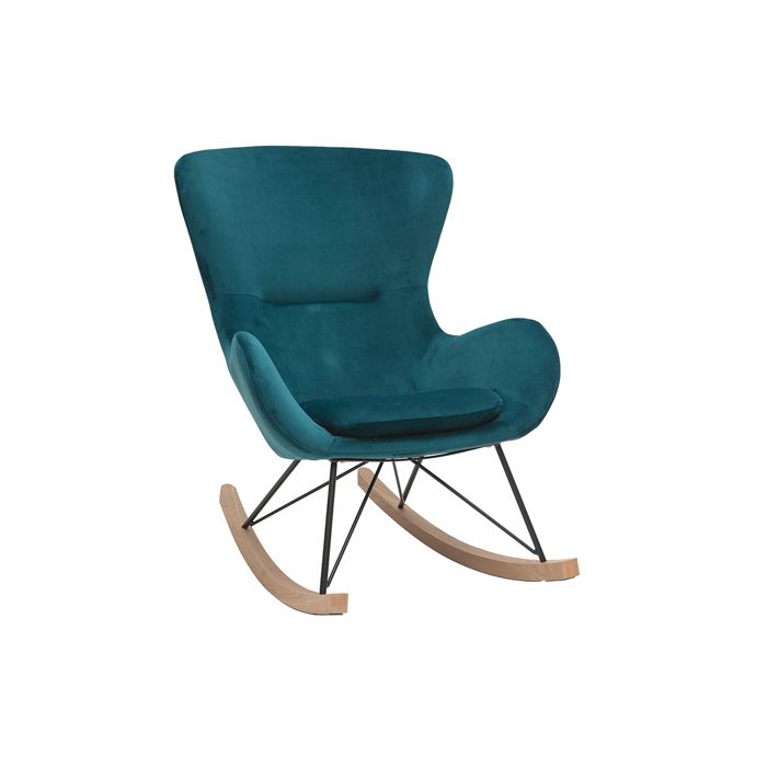 rocking chair design velours bleu pétrole eskua - miliboo - relaxation - contemporain - design - intérieur