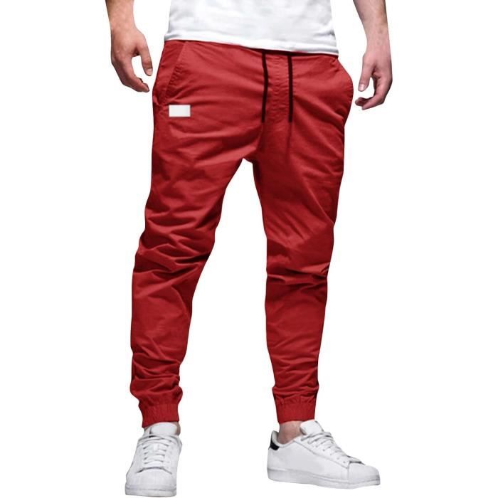 Pantalon cargo on sale homme rouge