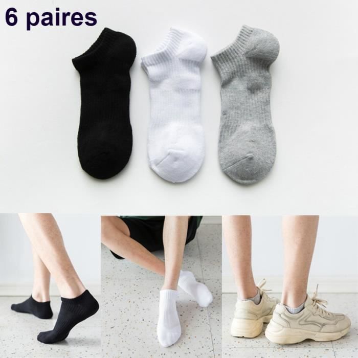 Chaussettes Basses Socquettes de Sport Homme Jeunesse Chaussettes d'été  Antiglisse Décontracté Respirantes en coton peigné à rayures