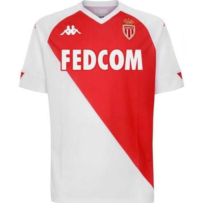 Maillot Domicile AS Monaco Officiel Enfant - Kappa Kombat, Polyester Respirant, Design Rouge Et Blanc - Football