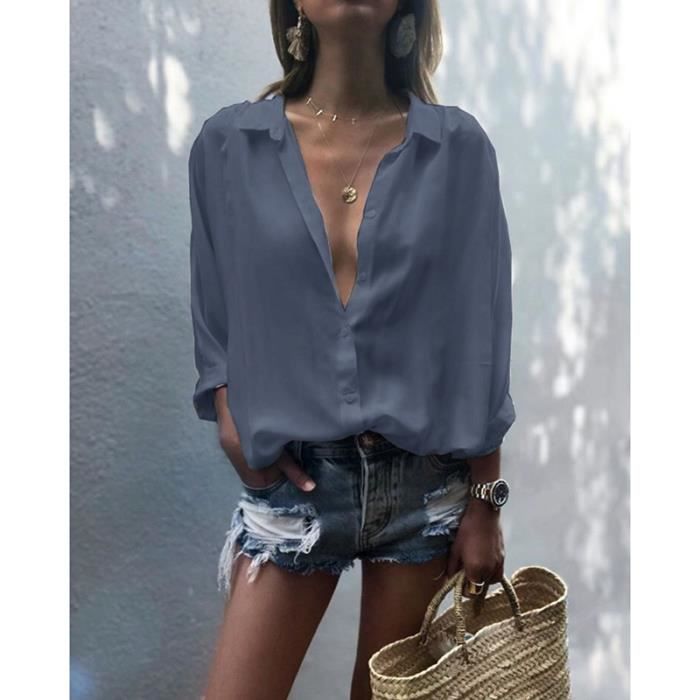 Chemise Femme Mousseline Manches Longues - Boutons Arc-en-ciel Dégradé - Neuf Avec étiquettes